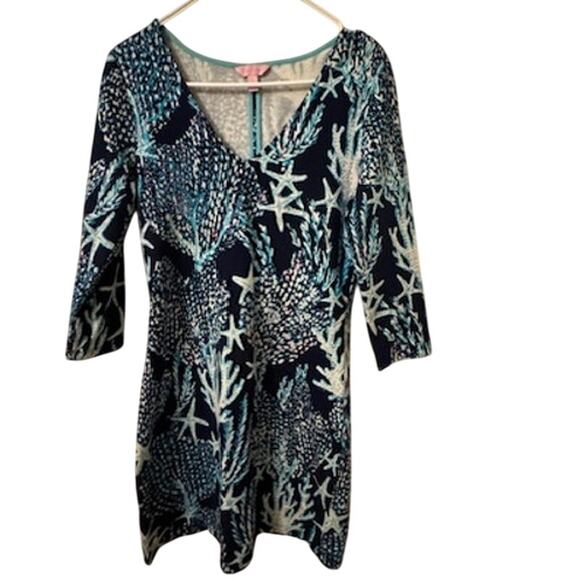 Lilly Pulitzer Clarke V Neck French Terry Mini Dress in Good Reef S - Picture 2 of 5